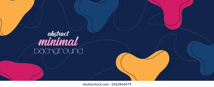 Minimal Hand Drawn Abstract Banner Background Design with Natural and Floral Line Art. Hand Drawn Geometric Pattern Organic Shape Memphis Style Background for Social Media Post Cover Print Wallpaper