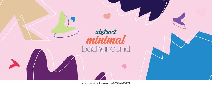 Minimal Handgezeichnetes Abstraktes Banner-Hintergrunddesign mit natürlicher und floraler Linienkunst. Handgezeichnetes geometrisches Muster Organische Form Memphis-Stil-Hintergrund für Social Media Post Cover Drucken Bildschirmhintergrund