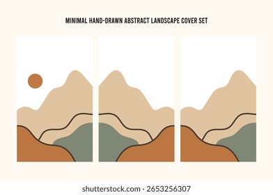 Minimal Hand Drawn Abstract Landscape Cover Set