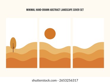Conjunto de Tampa de Paisagem Abstrata Desenhada à Mão Mínima