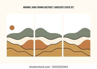 Conjunto de Tampa de Paisagem Abstrata Desenhada à Mão Mínima