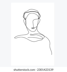 Minimal Hand drawn abstract modern man line drawing illustration