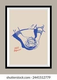 Minimal hand drawn breakfast illustration in a poster frame
