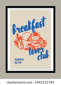 Minimal hand drawn breakfast illustration in a poster frame