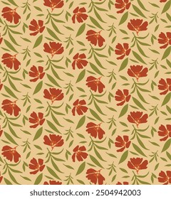 Minimal hand drawn ditsy flower seamless pattern surface design