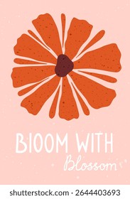 Minimal hand drawn floral poster with inspirational quote and warm tones.