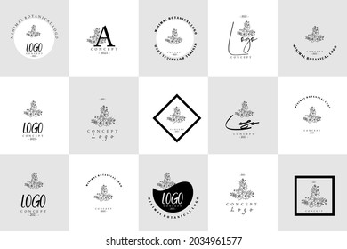 Minimal hand drawn flower logo template