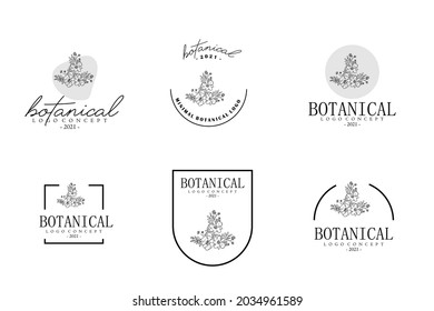 Minimal hand drawn flower logo template