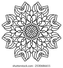 design de mandala desenhada à mão mínima para adultos e crianças livro de coloração, arte de mandala para hena, arte de parede e design de tatuagem
