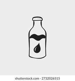 Minimal hand drawn milk bottle icon in doodle style. Simple organic shape for packaging design, food branding, labels, apps and UI elements.