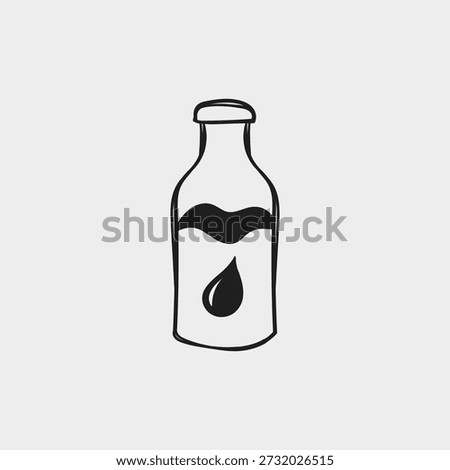 Minimal hand drawn milk bottle icon in doodle style. Simple organic shape for packaging design, food branding, labels, apps and UI elements.