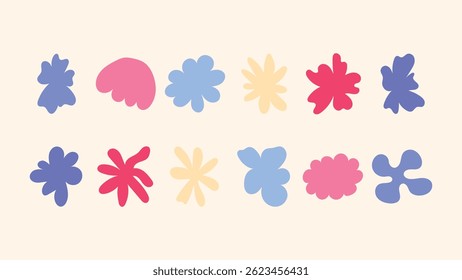 Estrelas desenhadas à mão mínimas, florais, emblemas e ícones — elementos de fundo adequados para projetos de marca, embalagem de produtos, mercadorias impressas e conteúdo social.