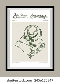 Ilustración mínima de Vector dibujado a mano dolce vita con cita estética en un marco de póster. Ilustraciones de estilo Matisse.