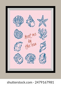 Minimal hand drawn vector dolce vita illustration with aesthetic quote in a poster frame. Art for greeting cards, wedding invitations, postcards, branding, logo design.