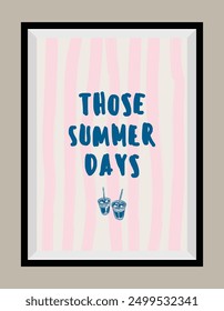 Minimal hand drawn vector dolce vita illustration with aesthetic quote in a poster frame. Art for greeting cards, wedding invitations, postcards, branding, logo design. Matisse style illustrations.	