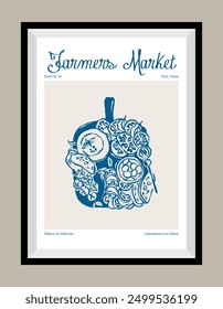 Minimale handgezeichnete Vektor Dolce Vita Illustration mit ästhetischem Zitat in einem Plakatrahmen. Kunst für Grußkarten, Hochzeitseinladungen, Postkarten, Branding, Logo-Design. Illustrationen im Matisse-Stil.	