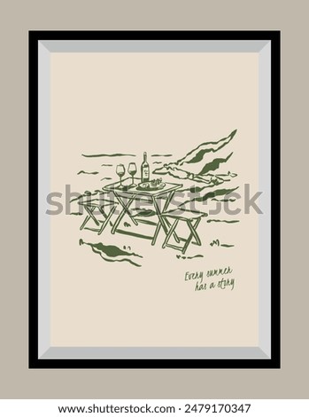 Minimal hand drawn vector dolce vita illustration with aesthetic quote in a poster frame. Art for greeting cards, wedding invitations, postcards, branding, logo design.