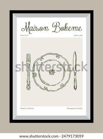 Minimal hand drawn vector dolce vita illustration with aesthetic quote in a poster frame. Art for greeting cards, wedding invitations, postcards, branding, logo design.	
