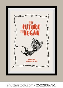 Minimal hand drawn vector Italian cuisine illustration with aesthetic quote in a poster frame.