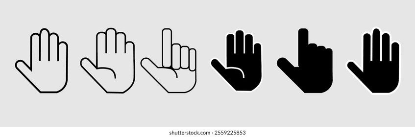 "Minimal Hand Icon Design Isolated on a Clean White Background"