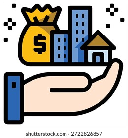 Minimal hand managing multiple assets wealth vector icon