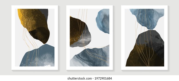 Minimal hand painted watercolor and line art illustration. Abstract art background. Design for wall decoration, wall arts, cover, postcards, brochure. 