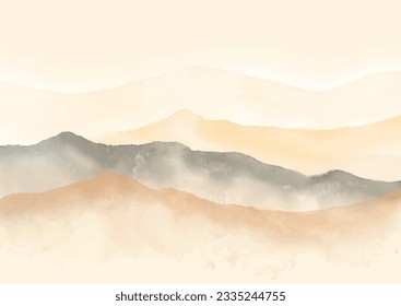 Minimal hand painted watercolour landscape background in neutral colours