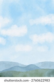 Minimal hand painted watercolour landscape background design 