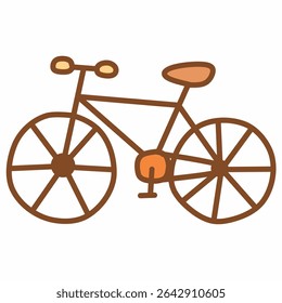 A minimal hand-drawn bicycle doodle perfect for travel themes, outdoor content, fitness, nature trips, and eco-friendly projects. Fun and cute for stickers or vector collections.