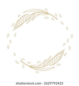 Mínimo desenhado à mão Trigo incubado e haste de centeio Ilustração de vetor para o design de círculo de embalagem de farinha