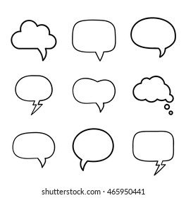 Minimal hand-drawn speech bubbles design elements set