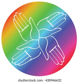 minimal hands together rainbow symbol vector 