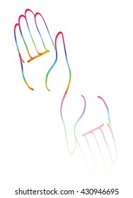 minimal hands together rainbow symbol vector 