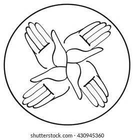 minimal hands together symbol vector 