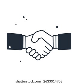 Minimal handshake icon symbolizing agreement, partnership, teamwork, or business deal in a clean vector style icon