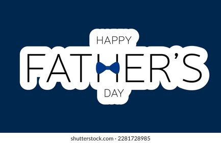 Minimal happy fathers day banner on dark background. Vector illustration.