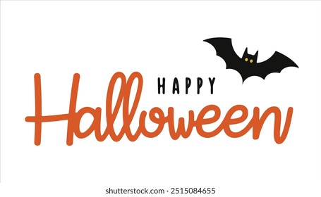 Minimal Happy Halloween Card, Poster, Vector Illustration