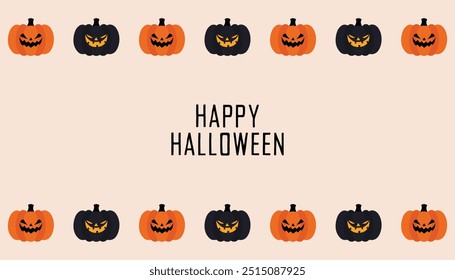 Minimal Happy Halloween Card, Poster, Banner, Background, Vector Illustration