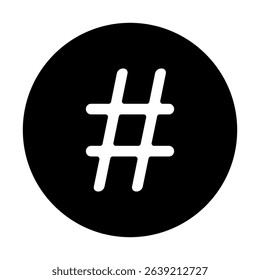 Minimal hashtag icon inside dark circular frame