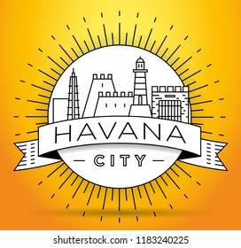 Minimal Havana City Linear Skyline with Typographic Design