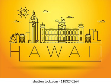 Minimal Hawaii City Linear Skyline with Typographic Design