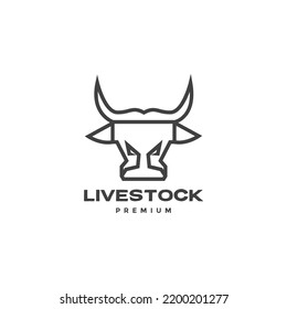 minimal head cow line modern logo