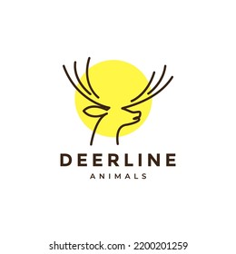 minimal head deer line modern logo design
