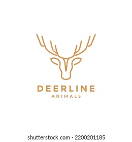 Minimal Head Deer Long Horn Logo Design