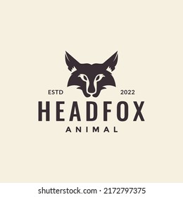 minimal head fox hipster logo design vector graphic symbol icon illustration creative idea