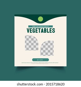 Minimal Healthy vegetables social media post and banner design with green background. Vector design usable for social media, flyers, banners, and web internet ads.