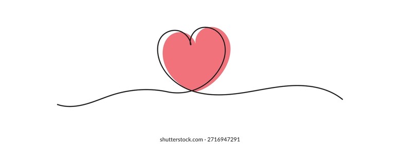 Icono de amor de arte de línea continua de corazón mínimo. Icono minimalista del arte de línea continua del corazón. Símbolos florecientes y románticos en estilo lineal simple. 