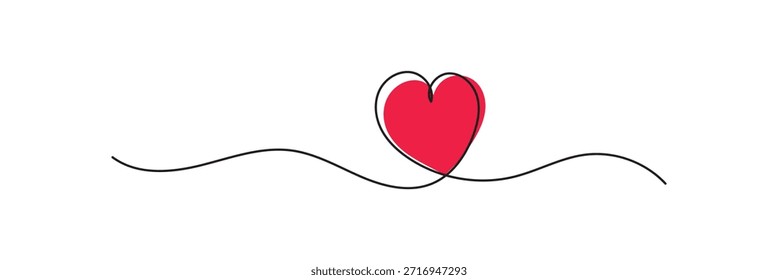 Minimal Heart Continuous Line Art Love Icon. Herz durchgehende Linie Kunst minimales Symbol. Dünne blühende und romantische Symbole im einfachen linearen Stil. 