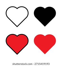 Minimal heart icon in outline and solid style, representing love, favorite, like, romance and emotional appreciation concepts.