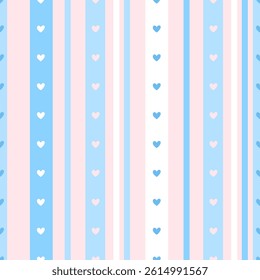 Minimal heart pattern in soft pastel colors, designed for Valentines, baby textiles, and kids clothing. Seamless and decorative, great for wrapping and fabric use